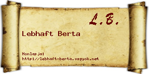 Lebhaft Berta névjegykártya